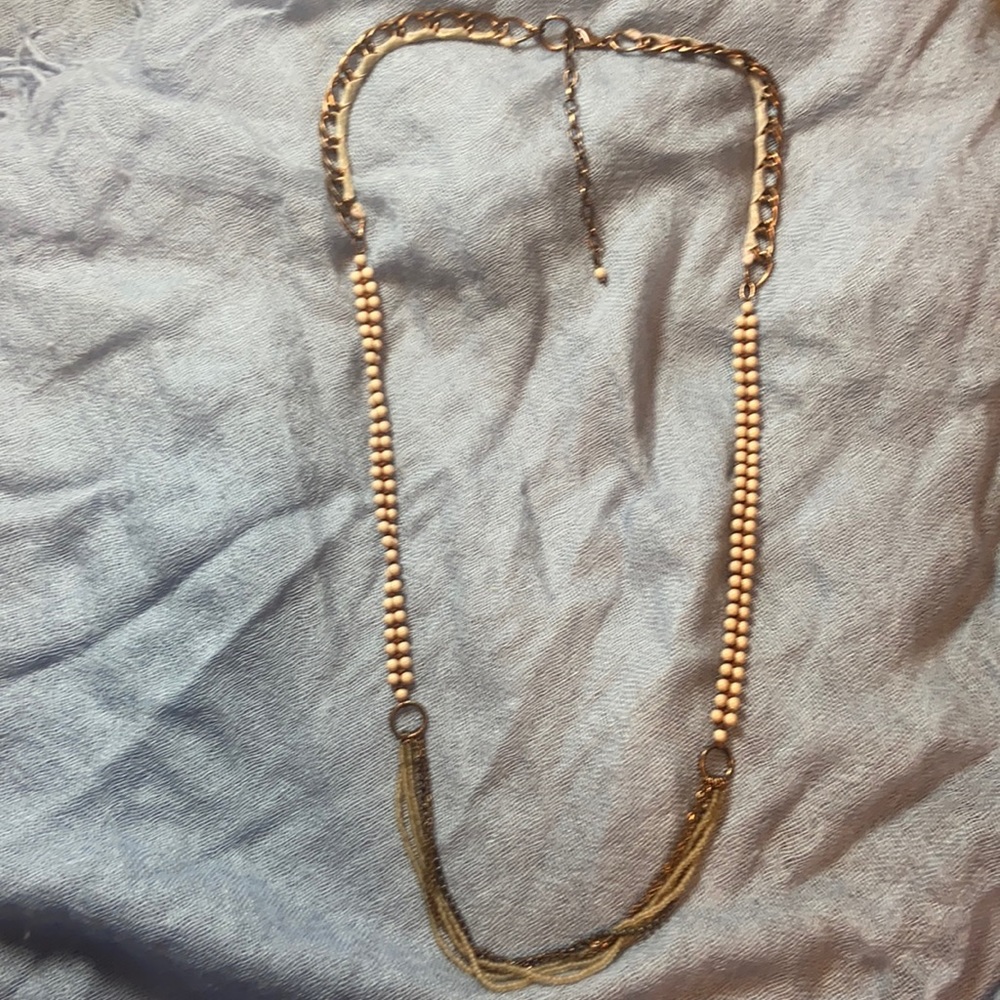 Multi textured rose gold/brass toned necklace